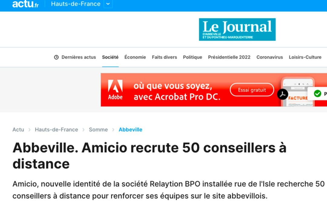 Actu.fr – Amicio recrute 50 téléconseillers à Abbeville