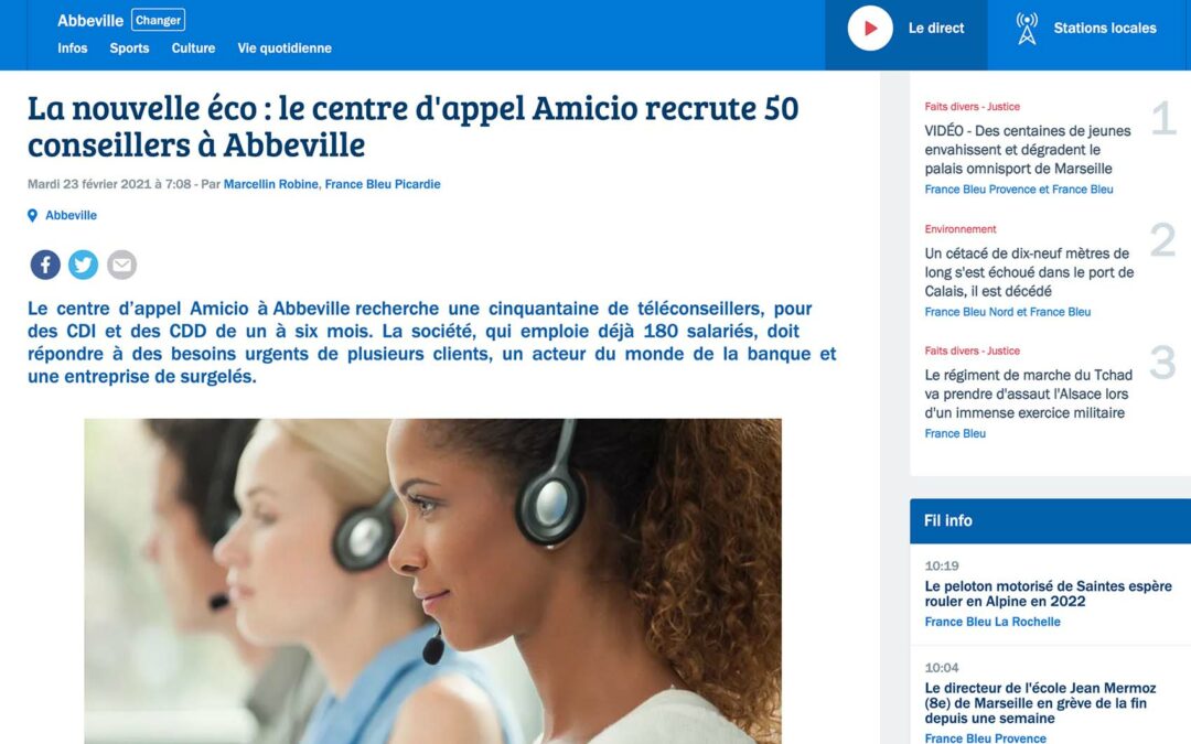 France Bleu – Recrutement de 50 téléconseillers à Abbeville