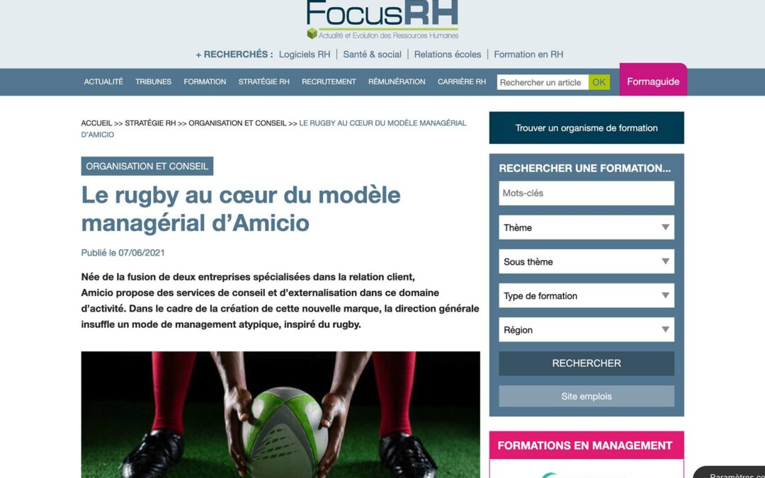 Focus RH – Le rugby au cœur du modèle managérial d’Amicio